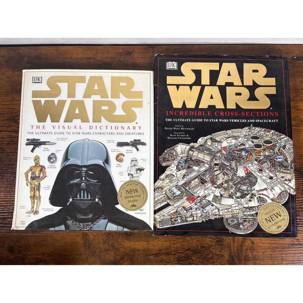 Star Wars DK Visual Dictionary & Incredible Cross-Sections Hardcover Book Lot